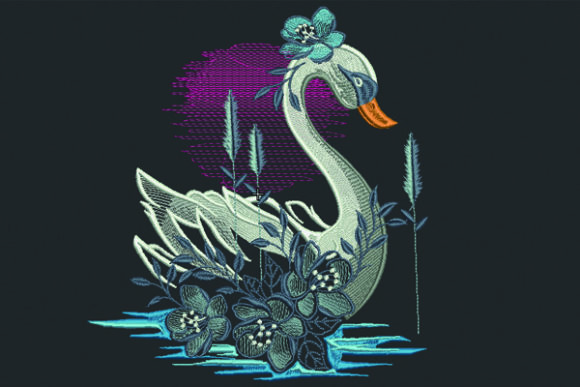 Swan Embroidery Design